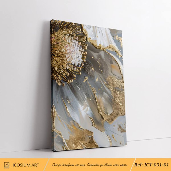 floral abstrait doré et texturé – Image 3