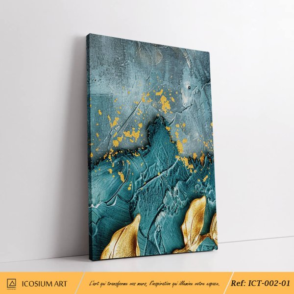 feuillage doré sur fond texturé bleu profond – Image 3