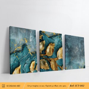 feuillage doré sur fond texturé bleu profond