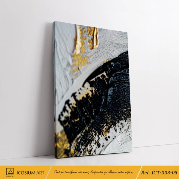 abstrait en noir, blanc et doré avec texture en relief – Image 5