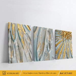 Triptyque Luxe Doré & Argenté – Éclat et Élégance pour Votre Intérieur