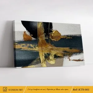 Toile Abstraite Éclat Doré – Élégance Sombre et Raffinée