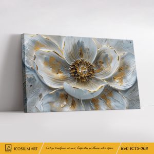 Tableau Floral Éclat Royal – Une Fleur Sublime aux Accents Dorés