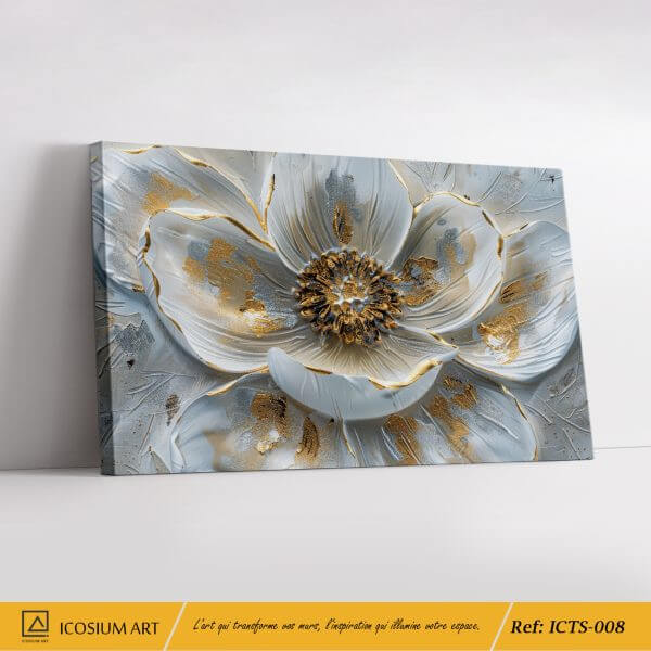 Tableau Floral Éclat Royal – Une Fleur Sublime aux Accents Dorés