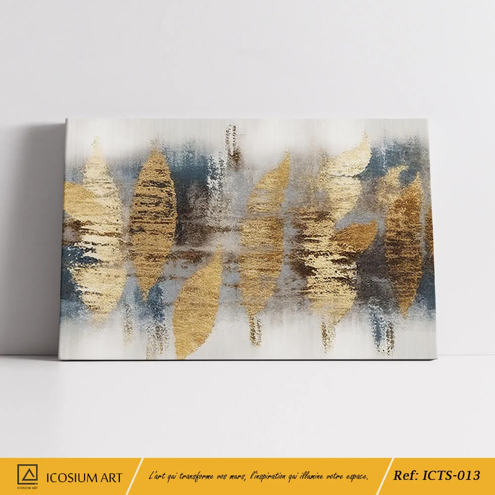 Élégance Dorée – Feuilles d’Or Texturées sur Fond Abstrait – Image 2