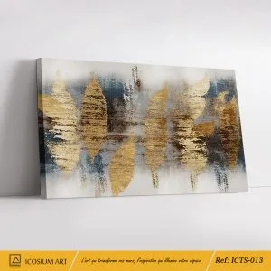 Élégance Dorée – Feuilles d’Or Texturées sur Fond Abstrait