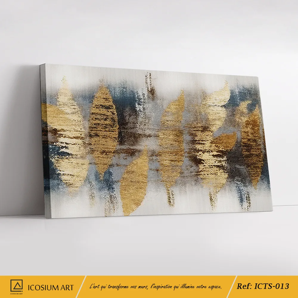 Élégance Dorée – Feuilles d’Or Texturées sur Fond Abstrait