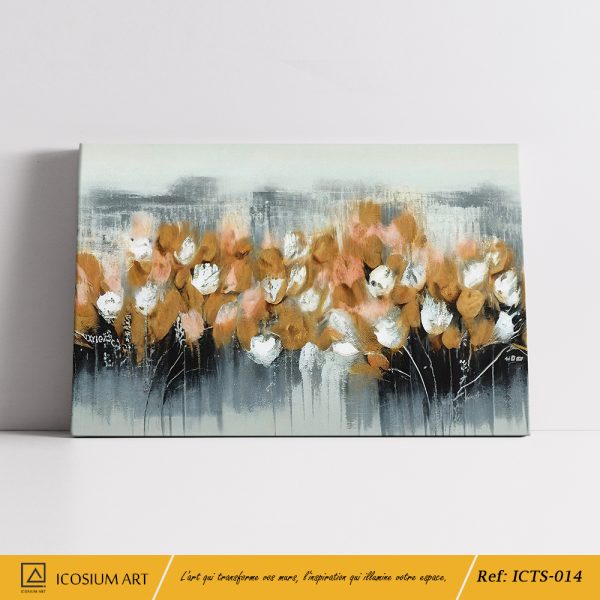 Évasion Florale – Art Abstrait Moderne sur Toile, Tons Beige & Ocre – Image 2