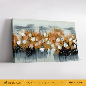 Évasion Florale – Art Abstrait Moderne sur Toile, Tons Beige & Ocre