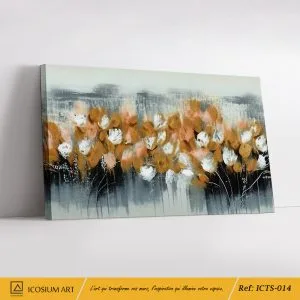 Évasion Florale – Art Abstrait Moderne sur Toile, Tons Beige & Ocre