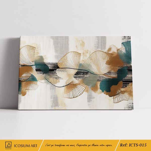 Harmonie Naturelle – Art Abstrait Moderne sur Toile, Tons Vert & Ocre – Image 2