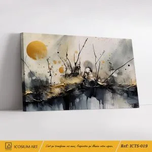 Abstraction Dorée – Art Moderne, Noir & Or avec Effet Texturé