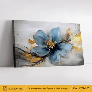 Élégance Florale – Un Mélange de Bleu et d'Or pour une Ambiance Raffinée