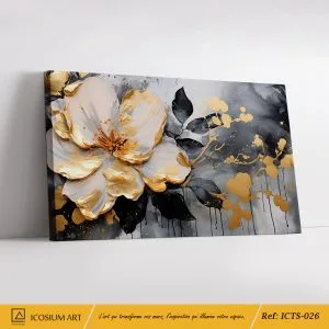 Élégance Dorée – Une Fleur en Relief pour un Intérieur Sophistiqué