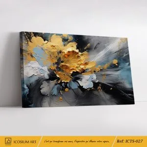 Explosion Florale – Une Fusion Puissante d'Or et de Noir pour un Intérieur Unique