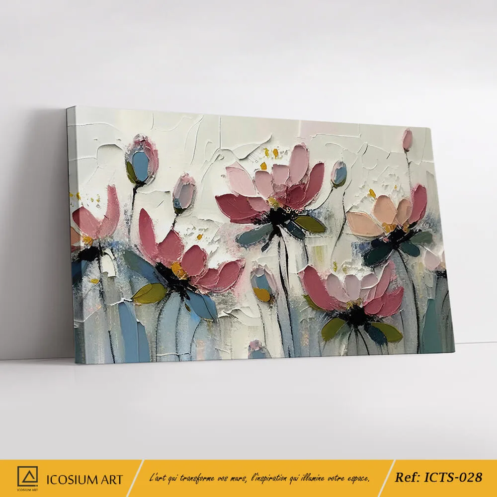 Douceur Florale – Une Harmonie Délicate de Rose et de Bleu pour un Intérieur Apaisant