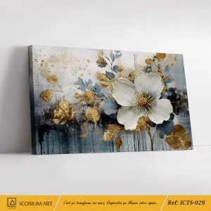 Fleur d’Or – Une Fusion de Bleu Profond et d’Éclats Dorés pour un Intérieur Sophistiqué