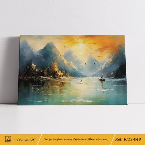 Crépuscule Doré – Paysage Paisible sur Toile – Image 2