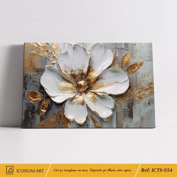 Éclat Floral – Tableau Fleur Dorée en Relief – Image 2