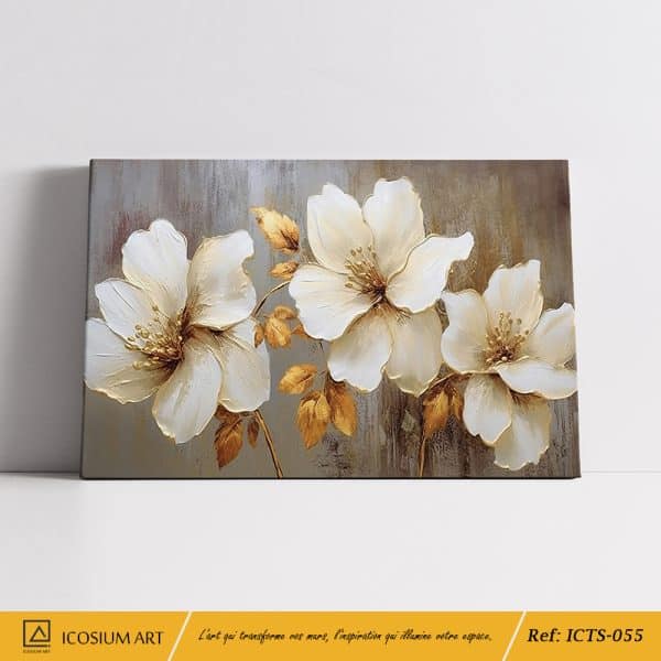 Peinture Florale Raffinée – Touches Dorées et Design Apaisant – Image 2