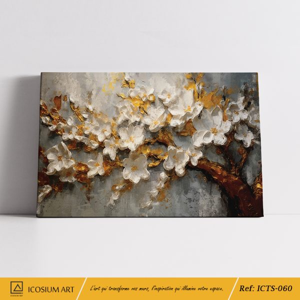 Tableau Éveil Doré – Fleurs Raffinées en 3D – Image 2