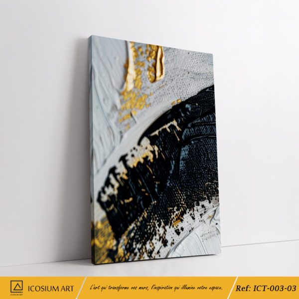 abstrait en noir, blanc et doré avec texture en relief – Image 4