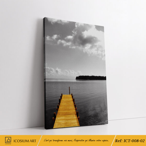 Paysage Noir et Blanc avec montgolfières et ponton. – Image 3