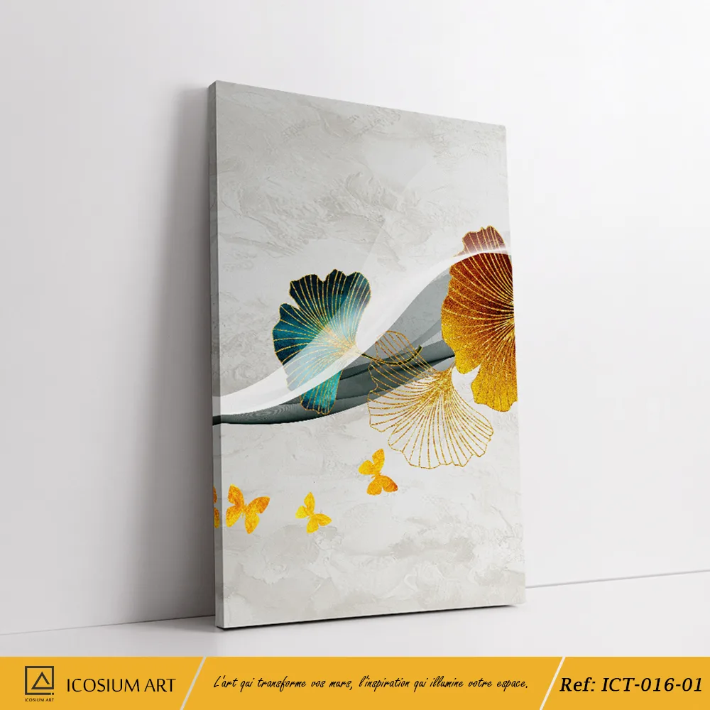 Élégance Ginkgo – Harmonie Dorée & Turquoise – Image 2