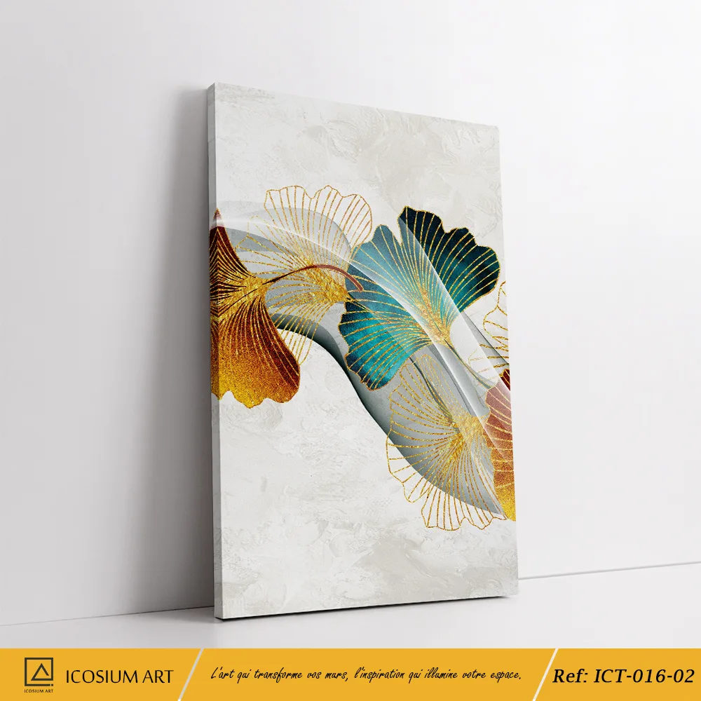 Élégance Ginkgo – Harmonie Dorée & Turquoise – Image 3