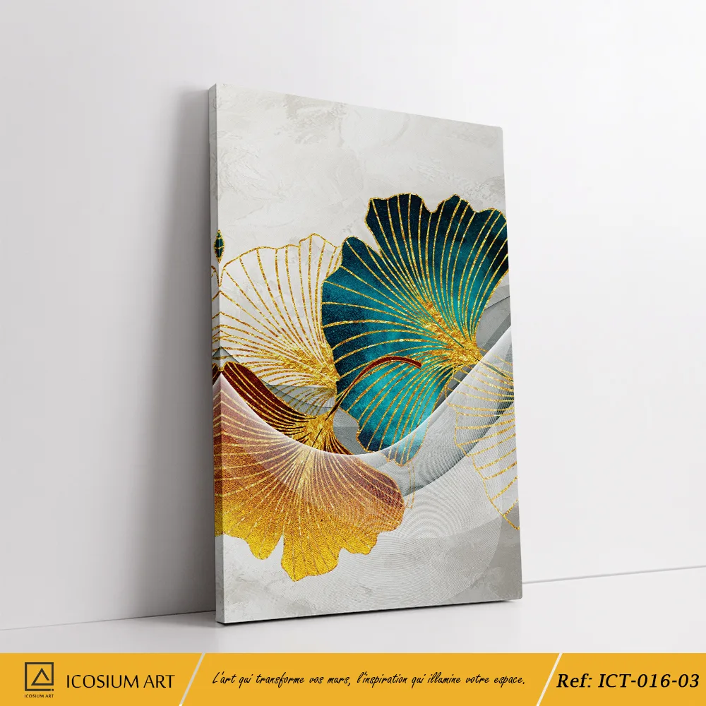 Élégance Ginkgo – Harmonie Dorée & Turquoise – Image 4