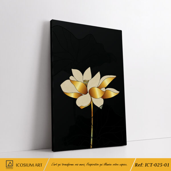 "Triptyque Lotus Doré – Décoration Murale Zen et Élégante" – Image 2