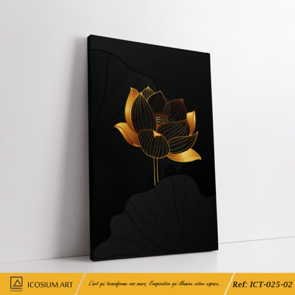"Triptyque Lotus Doré – Décoration Murale Zen et Élégante" – Image 3