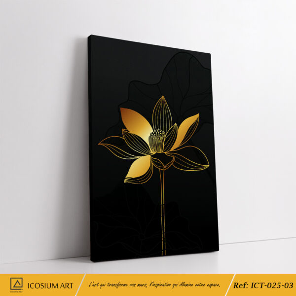 "Triptyque Lotus Doré – Décoration Murale Zen et Élégante" – Image 4