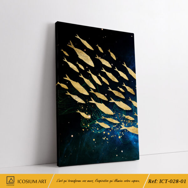 "Triptyque Poissons Dorés – Décoration Murale Élégante Inspirée par l'Océan" – Image 2