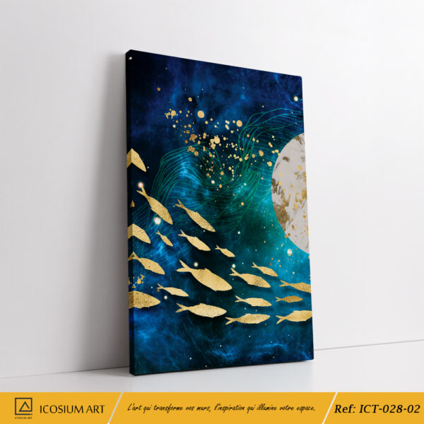 "Triptyque Poissons Dorés – Décoration Murale Élégante Inspirée par l'Océan" – Image 3