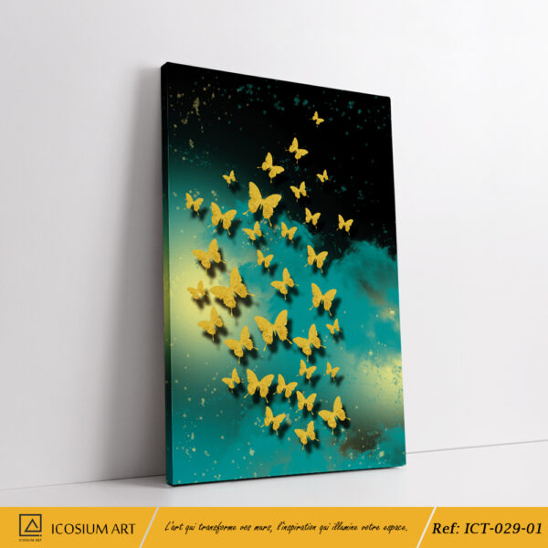 "Triptyque Papillons Dorés – Décoration Murale Poétique et Magique" – Image 2