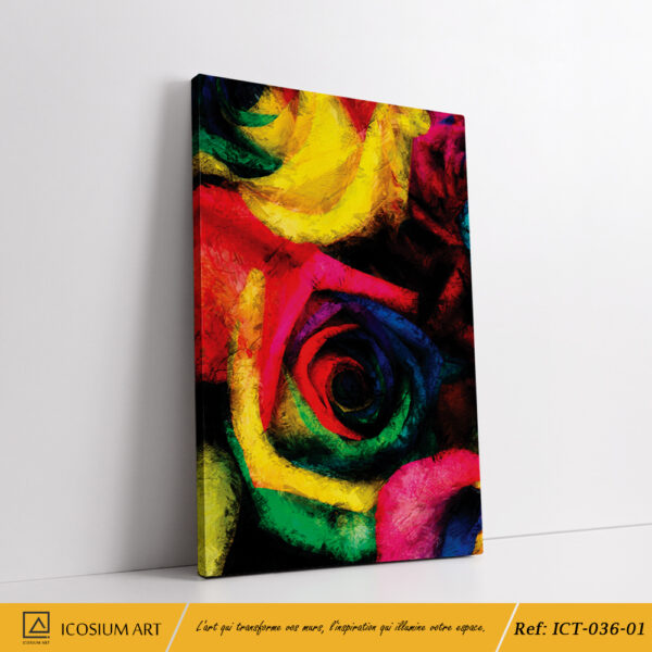 "Triptyque Roses Multicolores – Décoration Murale Vibrante et Artistique" – Image 2