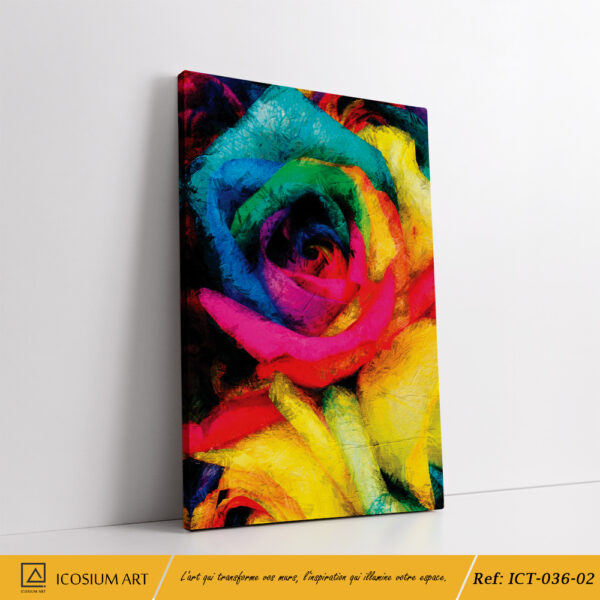 "Triptyque Roses Multicolores – Décoration Murale Vibrante et Artistique" – Image 3