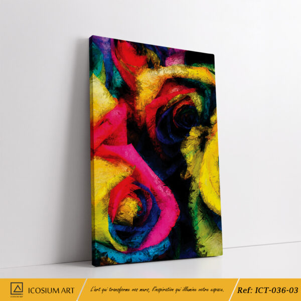 "Triptyque Roses Multicolores – Décoration Murale Vibrante et Artistique" – Image 4