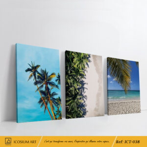 "Triptyque Évasion Tropicale – Décoration Murale Relaxante aux Couleurs Exotiques"