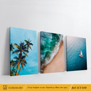 "Triptyque Horizon Bleu – Décoration Murale Marine pour une Évasion Totale"