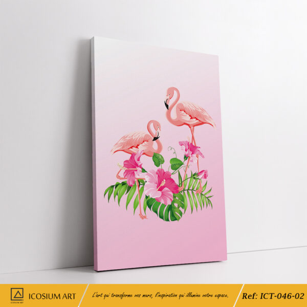 Triptyque Flamingo Rose – Élégance Tropicale et Douceur Florale – Image 3