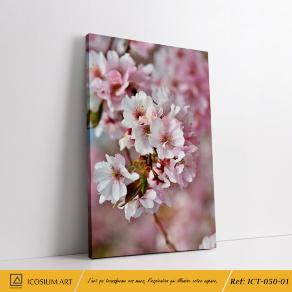 Triptyque Fleurs de Cerisier – Élégance Florale et Douceur Pastel – Image 2