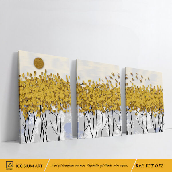 Triptyque Forêt Dorée – Élégance Automnale et Lumière Naturelle