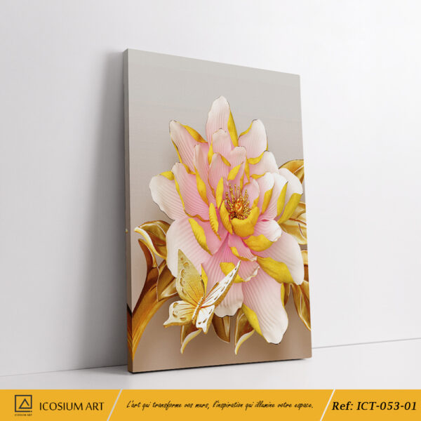 Triptyque Pivoines d'Or – Élégance Florale et Sophistication – Image 2