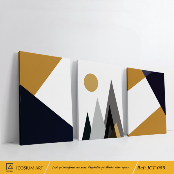 Triptyque Géométrique Nordic – Modernité et Élégance Minimaliste