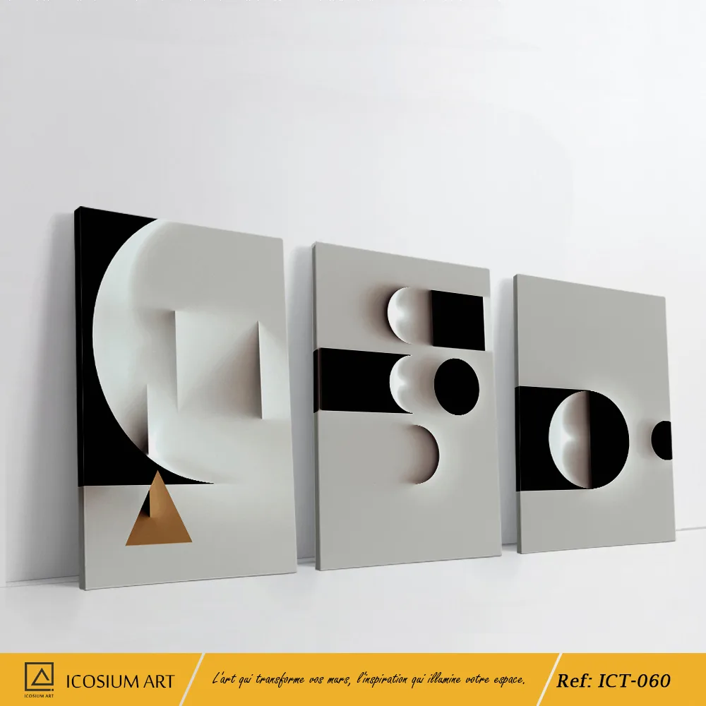 Triptyque Géométrique Minimaliste – Élégance Moderne & Simplicité