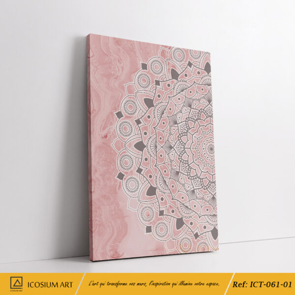 Trio Rose Marbré - Fines Arabesques, Motifs Mandalas, Calligraphie " الحمد لله" – Image 2