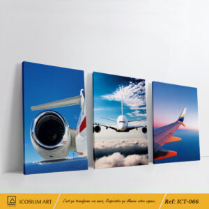 Trio Aérien - Avion en plein vol, Détails d'avions , Ciel lumineu & nuages légers