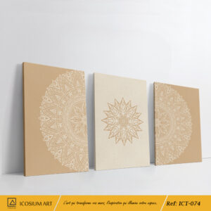 Triptyque Mandala Sable – Sérénité & Équilibre Zen